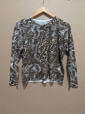 VTG Bedford Fair Leopard Print Sweater  Petite Small Mob Wife Maximalist Luxe